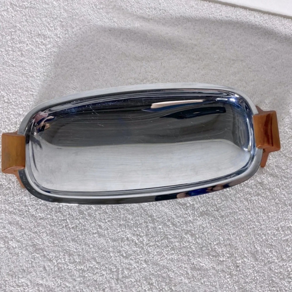 Vintage Glo Hill Gourmates Chrome Serving Tray With Brown Bakelite Accents - Picture 1 of 8